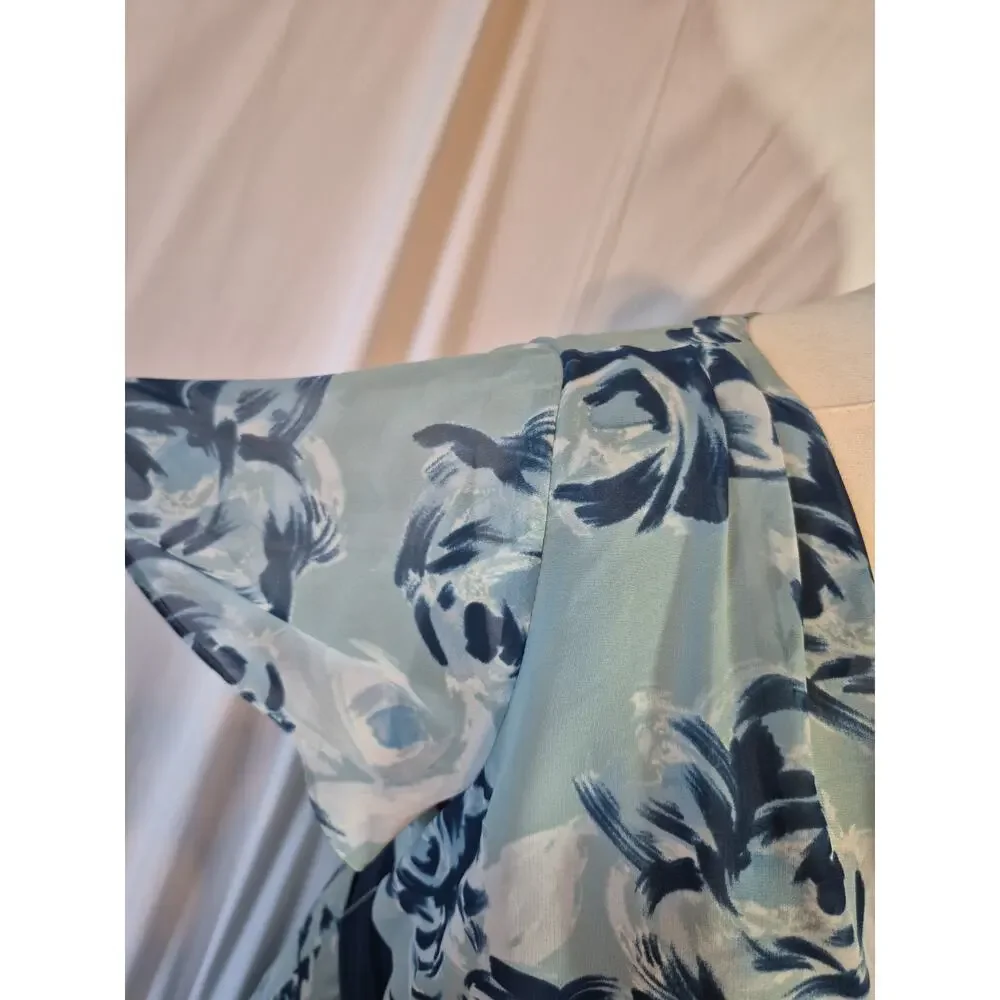 Jacques Vert Cowl Neck Blue Floral Midi Dress NWT Small